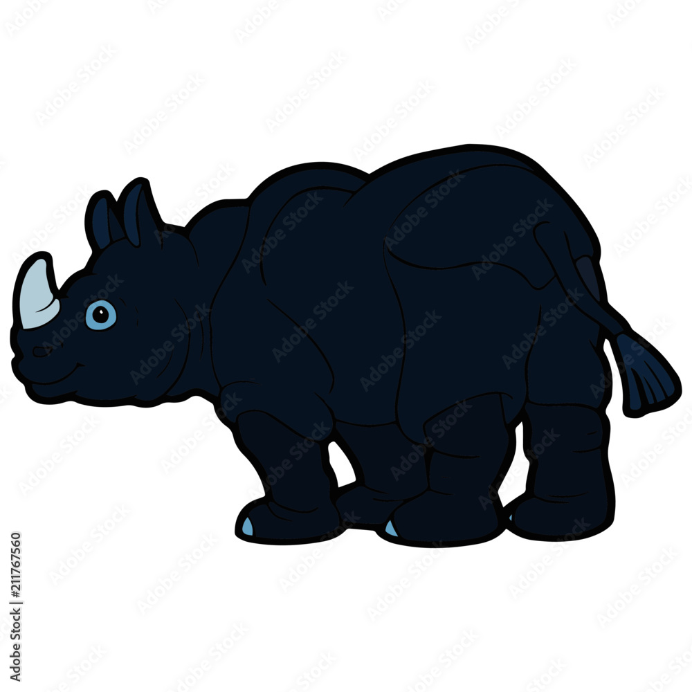 Rhino cartoon illustration isolated on white background for children color book Rhino cartoon illustration isolated on white background for children color book