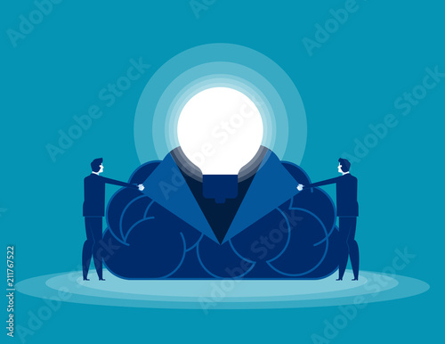 Business people open your mind. Concept business vector illustration, Brain, Ideas
