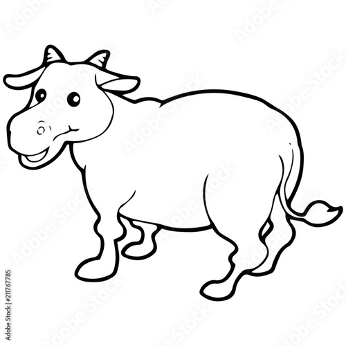 Buffalo cartoon illustration isolated on white background for children color book © Huy