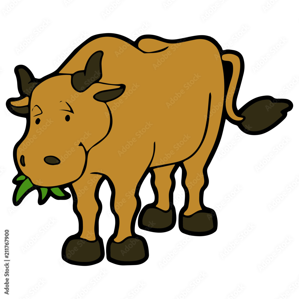 Fototapeta premium Cow cartoon illustration isolated on white background for children color book