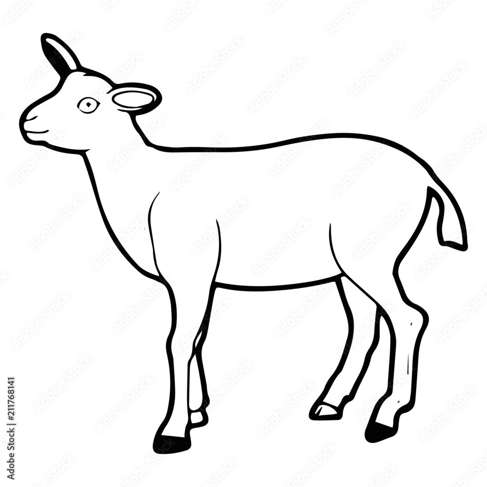 Goat cartoon illustration isolated on white background for children color book