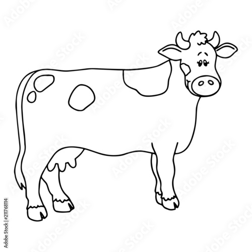 Cow cartoon illustration isolated on white background for children color book