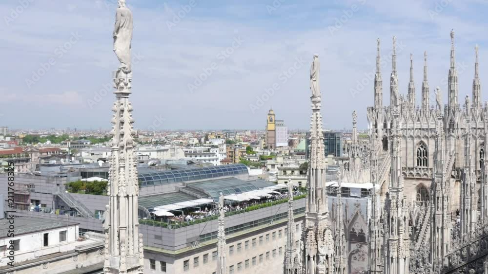 Milan Italy architecture cityscape from roof top of Duomo catholic cathedral view Milan Italy architecture cityscape from roof top of Duomo catholic cathedral view
