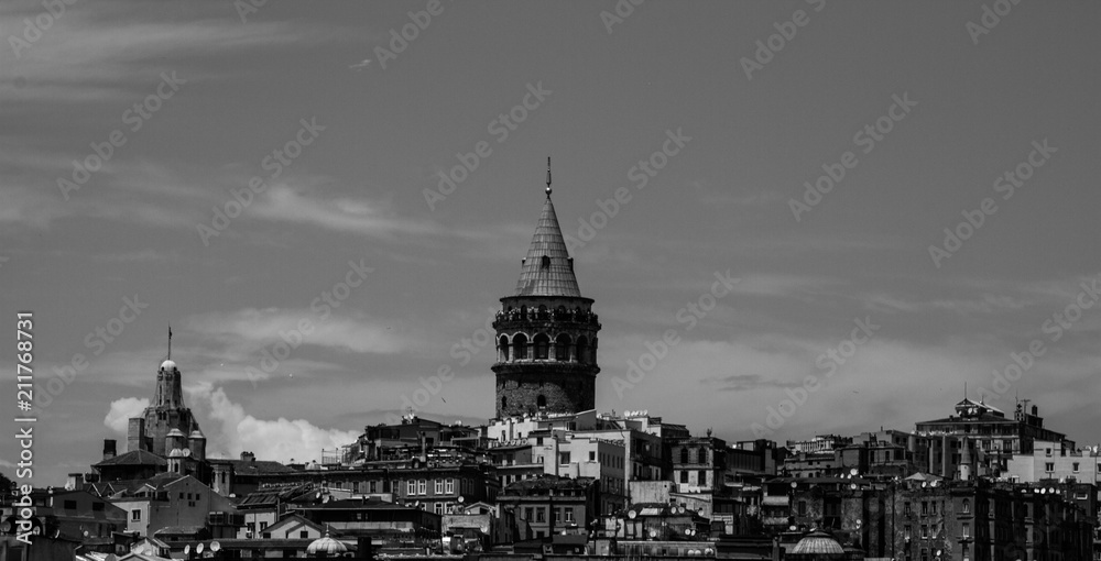 black and white galata tower in İstanbul Turkey