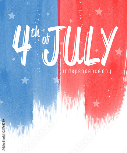 Creative Invitation Flyer decorated with blue and red brush strokes for 4th of July, American Independence Day Party celebration.
