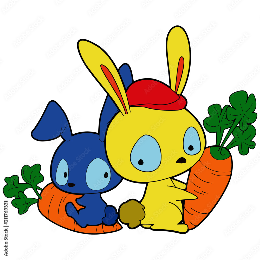 Obraz premium Rabbit cartoon illustration isolated on white background for children color book