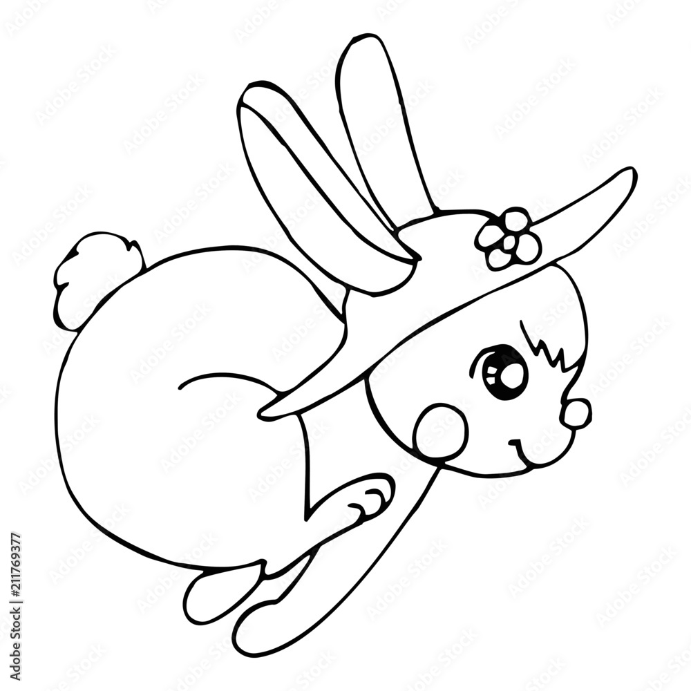 Obraz premium Rabbit cartoon illustration isolated on white background for children color book