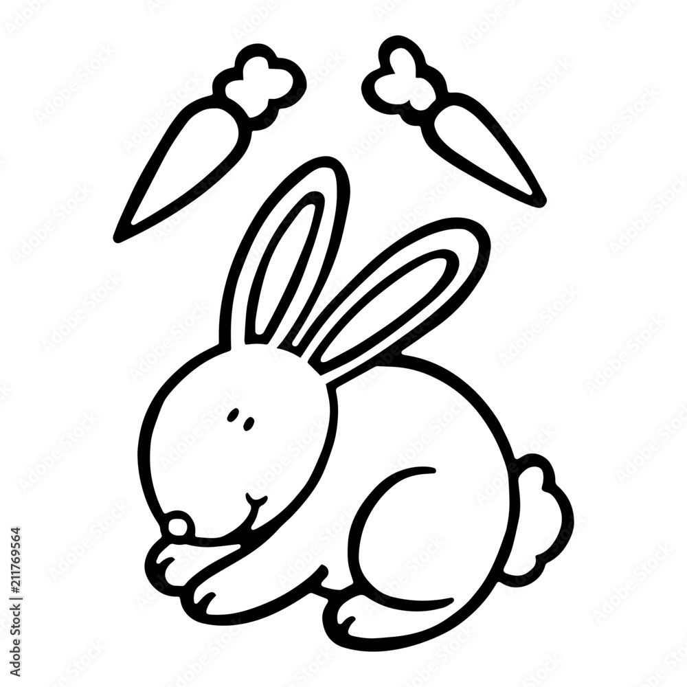 Rabbit cartoon illustration isolated on white background for children color book Rabbit cartoon illustration isolated on white background for children color book