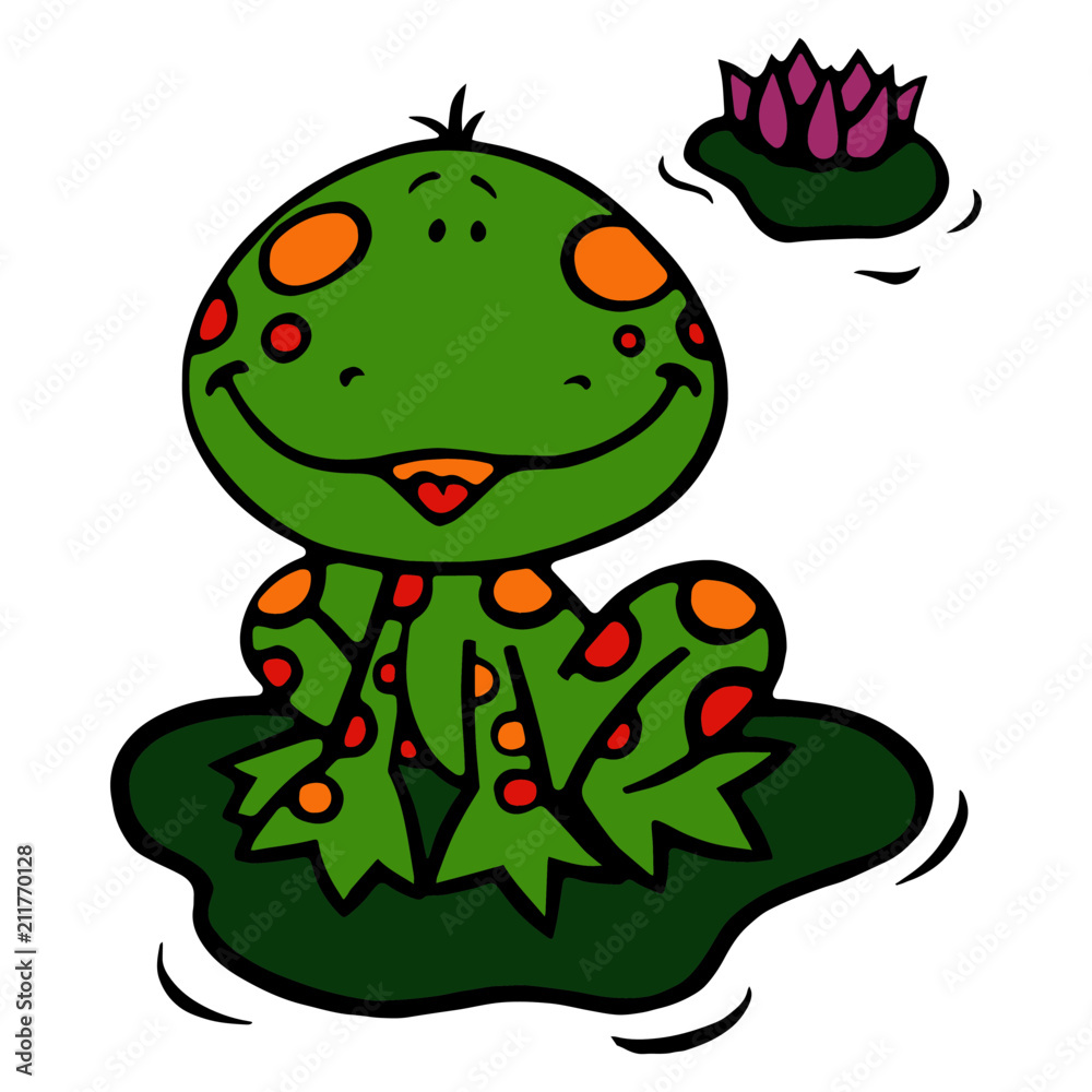 Fototapeta premium Frog cartoon illustration isolated on white background for children color book