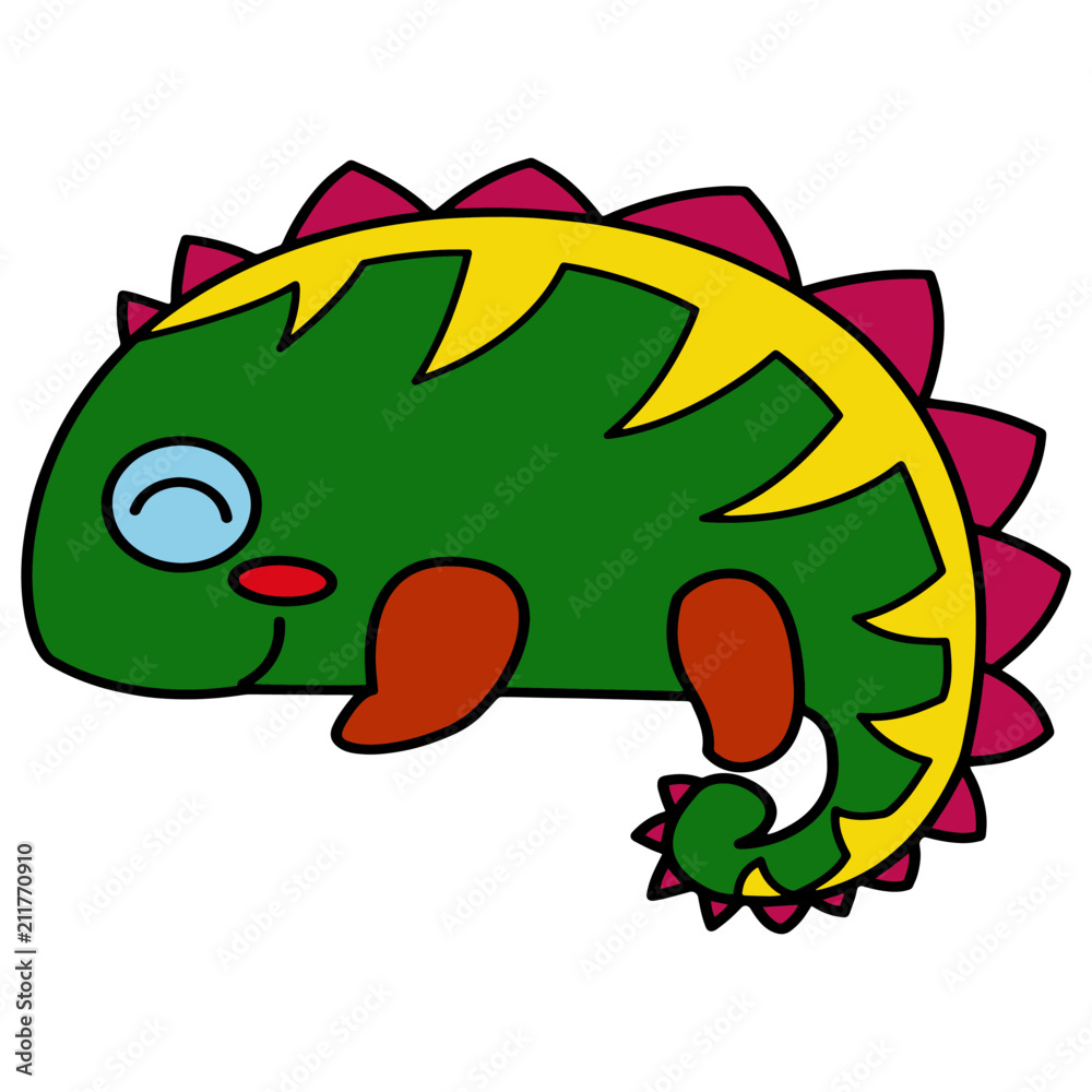 Fototapeta premium Gecko cartoon illustration isolated on white background for children color book