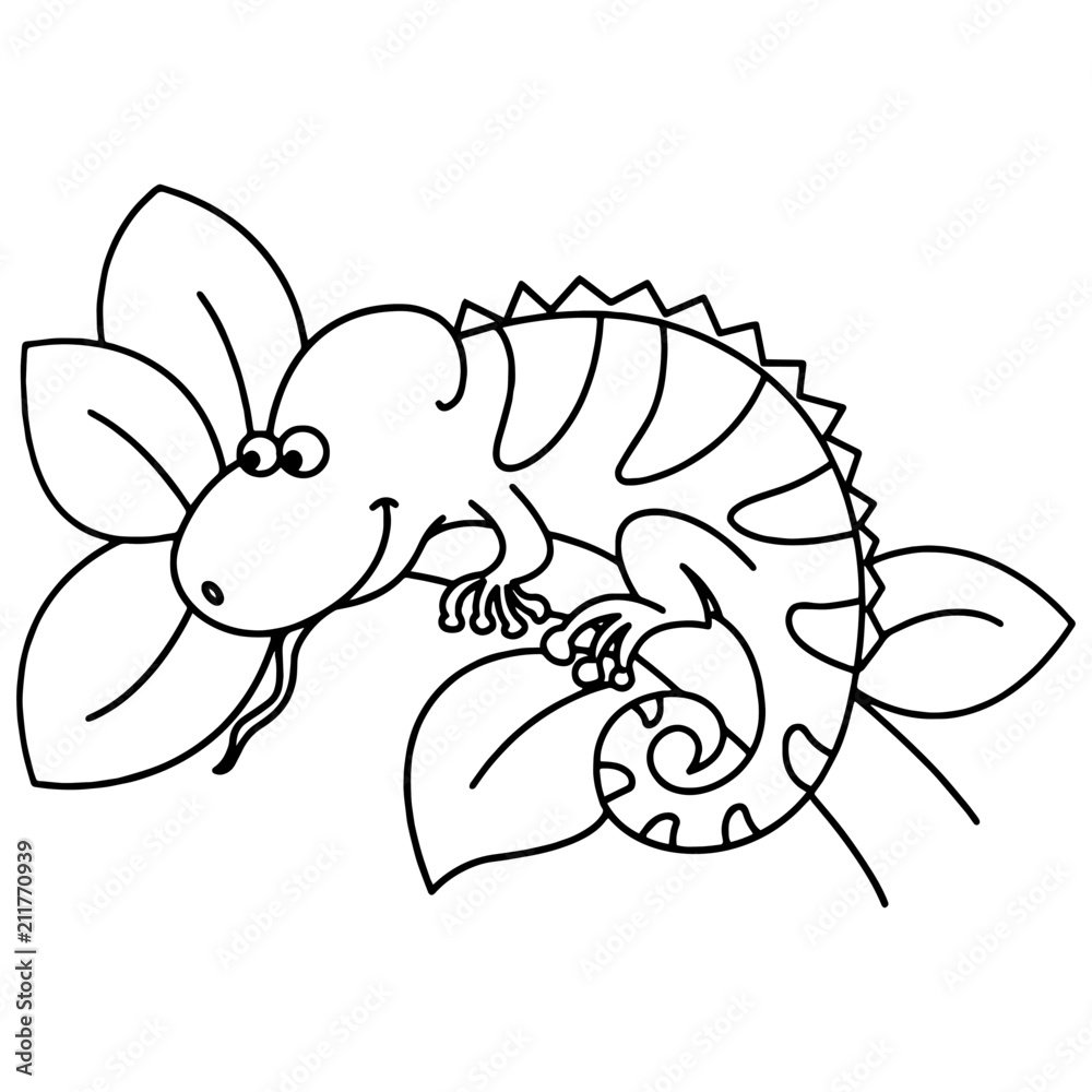 Gecko cartoon illustration isolated on white background for children color book Gecko cartoon illustration isolated on white background for children color book