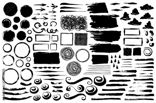 Set of abstract grungy brush strokes