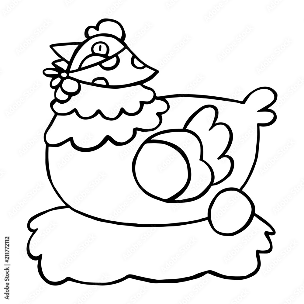 Obraz premium Hen cartoon illustration isolated on white background for children color book