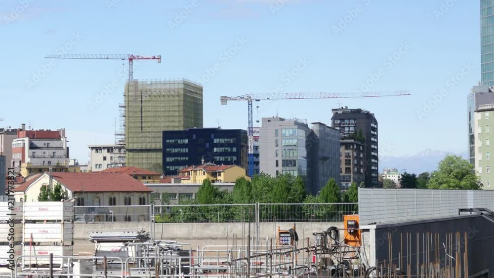 Construction of new modern buildings in Milan Italy Construction of new modern buildings in Milan Italy