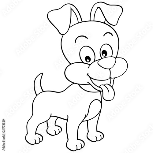 Dog cartoon illustration isolated on white background for children color book