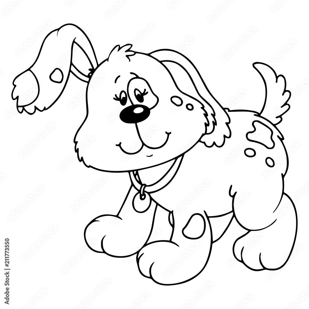 Obraz premium Dog cartoon illustration isolated on white background for children color book