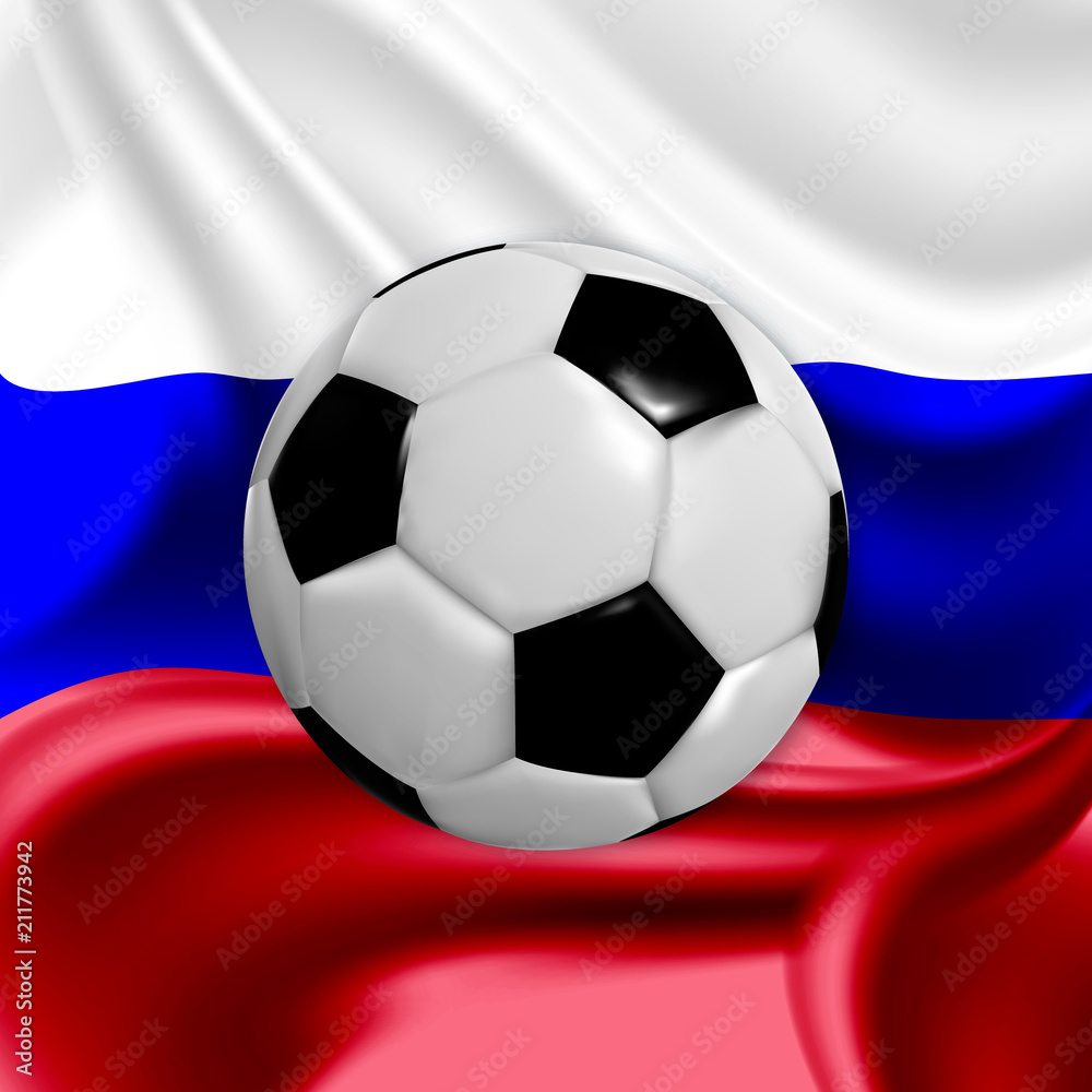Naklejka Football illustration. Ball against the background of the flag of Russia