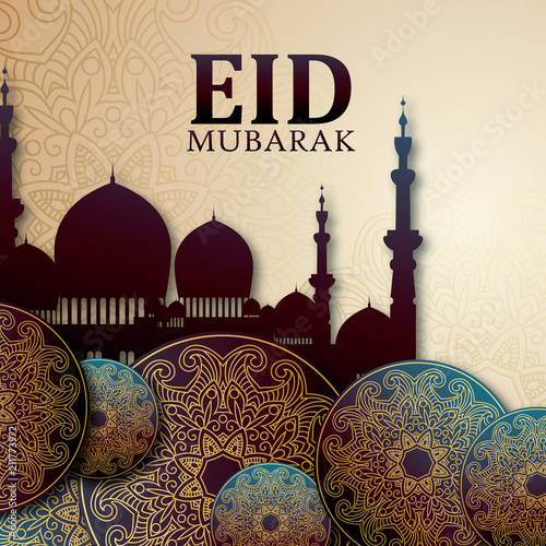 eid mubarak festival premium greeting design illustration