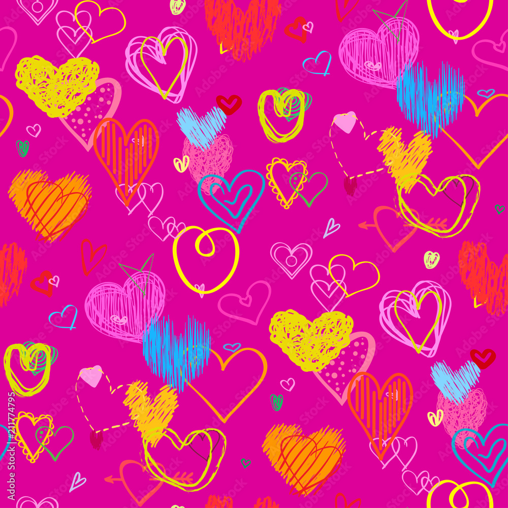Seamless background with hearts. Abstract geometric wallpaper of the surface. Hand drawn simple love signs. Print for polygraphy, posters, t-shirts and textiles Seamless background with hearts. Abstract geometric wallpaper of the surface. Hand drawn simple love signs. Print for polygraphy, posters, t-shirts and textiles