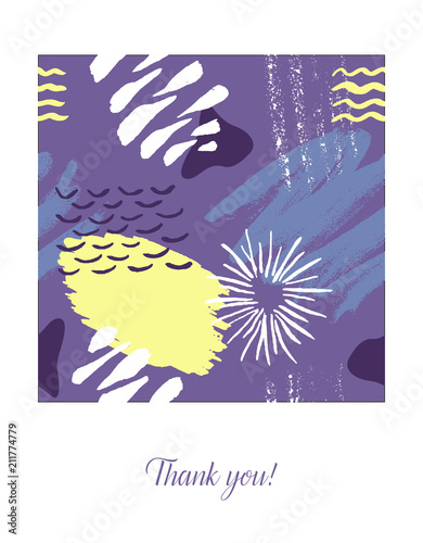 Vector card with color ink brushes grunge pattern. Hand drawing background .