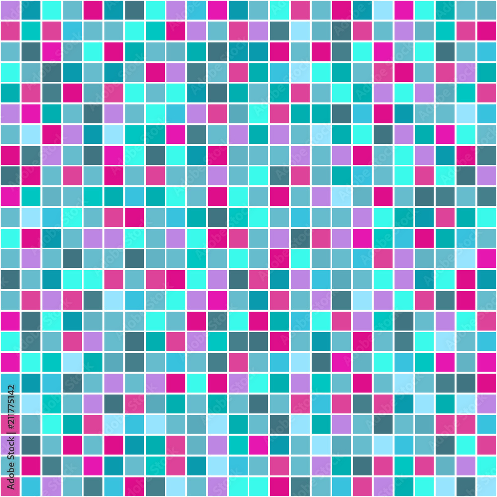 Fototapeta premium Tile texture. Seamless pattern. Checkered background. Abstract geometric wallpaper. Pretty colors. Print for polygraphy, posters, t-shirts and textiles. Doodle for design