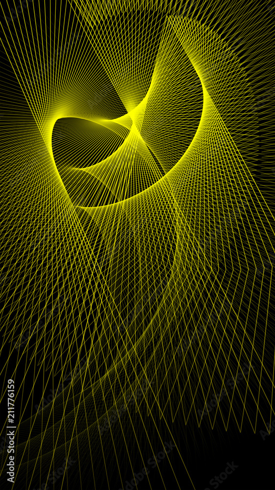 Abstract geometric black background with yellow gold curves and ...