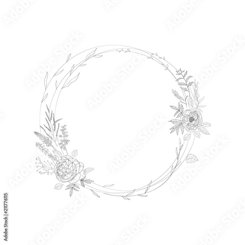Floral frame with plants.