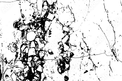Black marble cracks vector grunge texture overlay. Natural stone pattern isolated on white background.