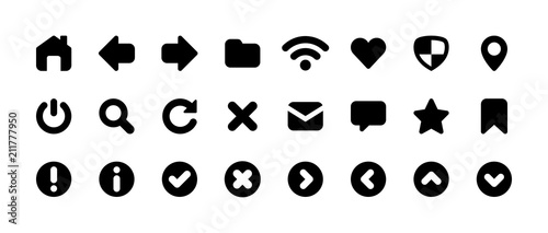 Web iu design icons set. Simple flat web navigation signs
