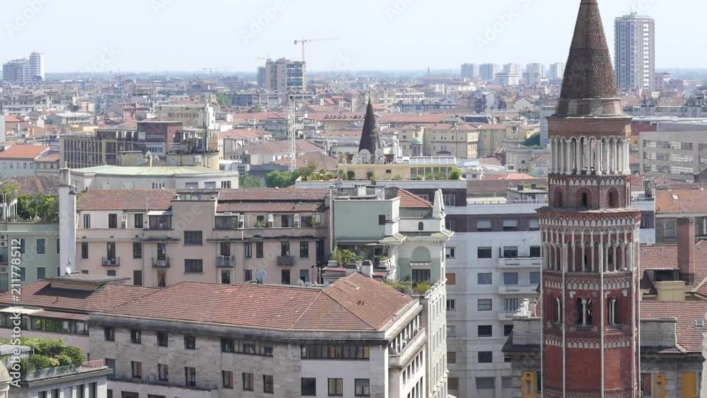 Milan Italy cityscape panorama - buildings architecture view from Duomo roof Milan Italy cityscape panorama - buildings architecture view from Duomo roof