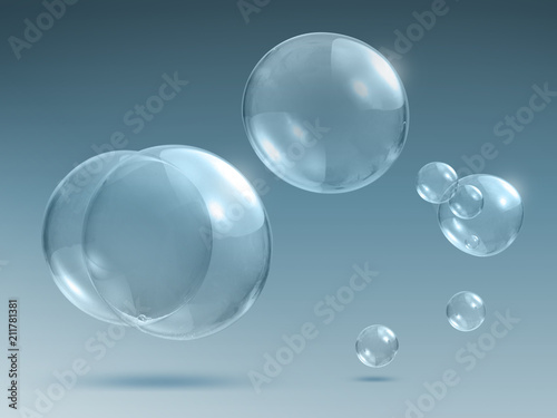 Transparent soap or water bubbles