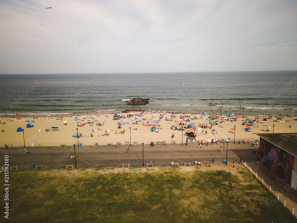 Aerial of Asbury Park Beach in the Summer Aerial of Asbury Park Beach in the Summer