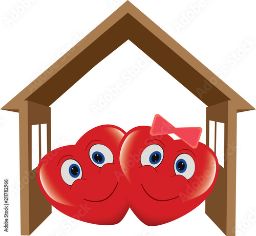 coppia di cuori sorridenti tra le mure di una casa