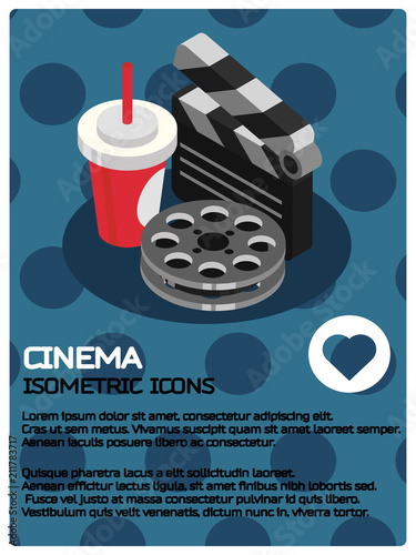 Cinema color isometric poster photo