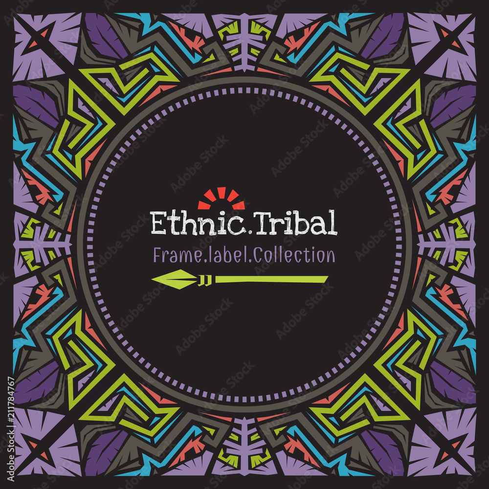 Doodle vector pattern ethnic tribal style frame. Doodle vector pattern ethnic tribal style frame.