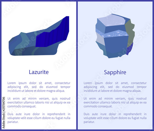 Lazurite and Sapphire Precious Gemstones Minerals