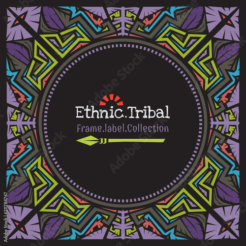 Doodle vector pattern ethnic tribal style frame.