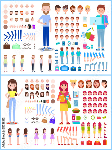 Character Man with Woman  Vector Illustration