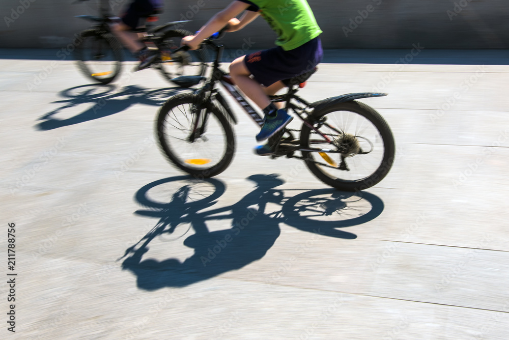 Defocused cyclist silhouette