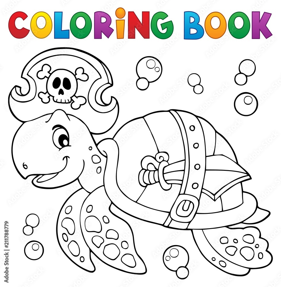 Fototapeta premium Kolorowanie książki żółw piracki motyw 1