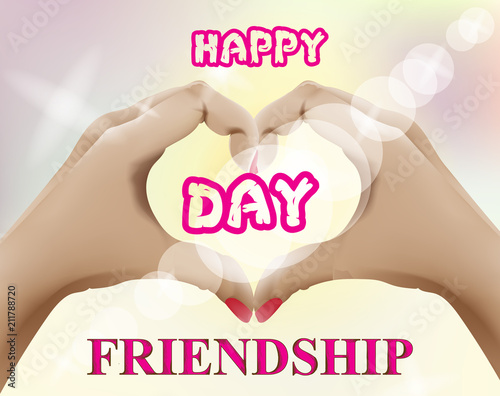 Friendship day card Vector. hands forming a heart shape