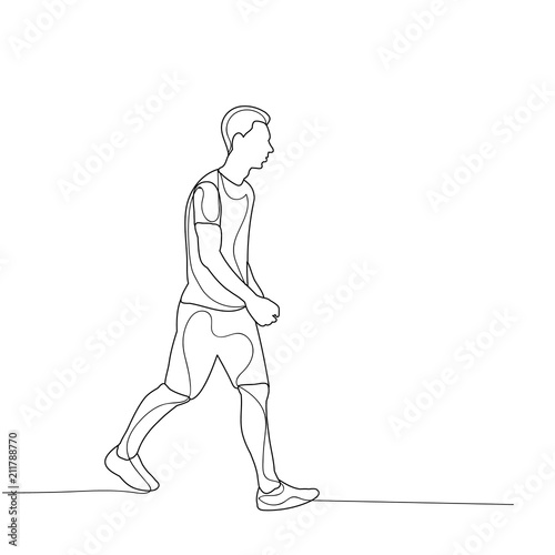 vector, isolated, sketch guy walking, alone