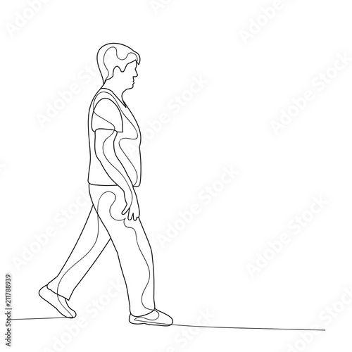 isolated, sketch a woman is walking