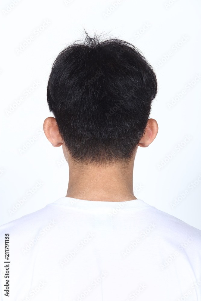 Fototapeta premium Asian man before applying make up hair style. no retouch, fresh face