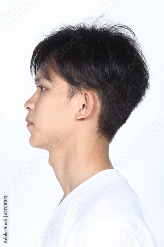 Asian man before applying make up hair style. no retouch, fresh face