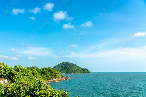 Beautiful Tropical Beach blue ocean background Summer view Sunshine at Sand and Sea Asia Beach Thailand Destinations 