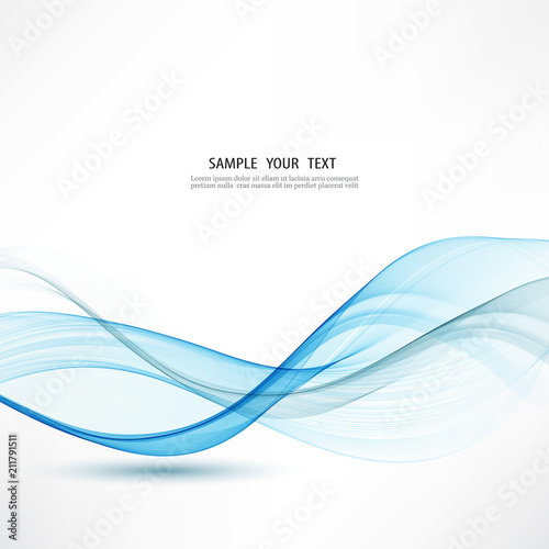 Abstract smooth color wave vector Curve flow blue motion illustration Smoke design © lesikvit