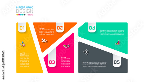 Bar labels infographic with 5 steps.