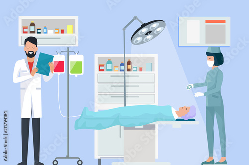 Nurse and Doctor in Operation Vector Illustration