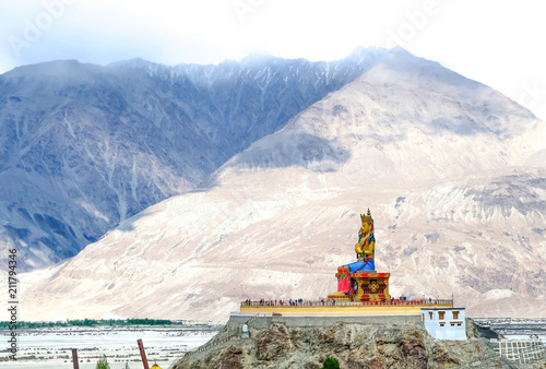 Big Maitreya Buddha statue at Diskit Monastery, Nubra Valley, Ladakh, India.